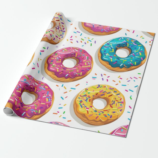 Papier Cadeau Fille Motif Donut (Déroulé)