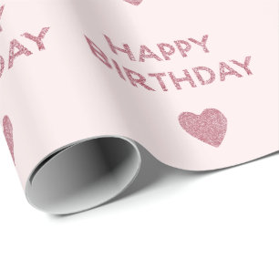 Papier Cadeau Fille Parties scintillant rose Bonne Anniversaire