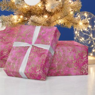 Papier Cadeau Fille Pink Gold Glam Floral