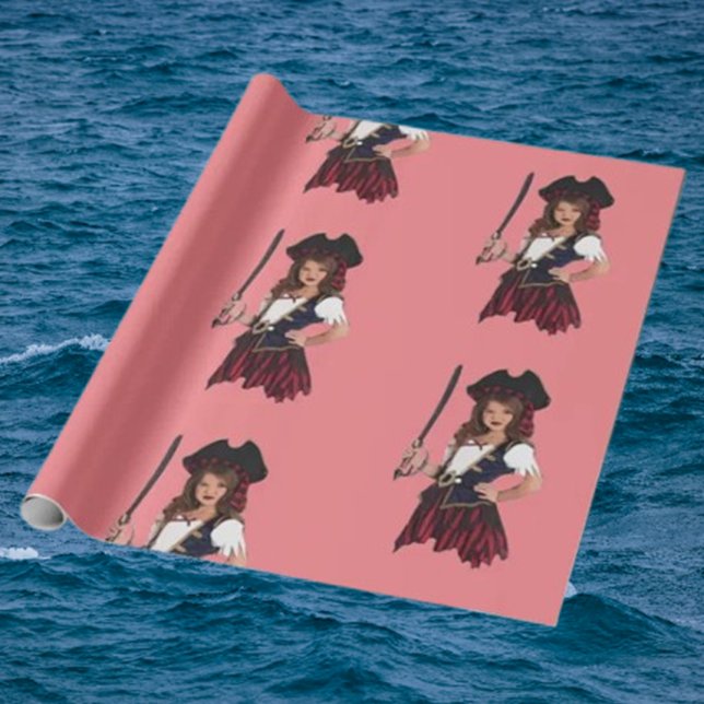 Papier Cadeau Fille Pirate Rose Amusante (Unforgettable Kids Pirate Party: Treasure Your Child's Special Day)