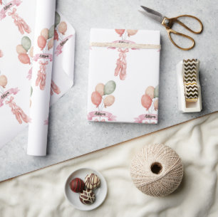 Papier Cadeau Fille rose Ballerina Motif fête d'anniversaire