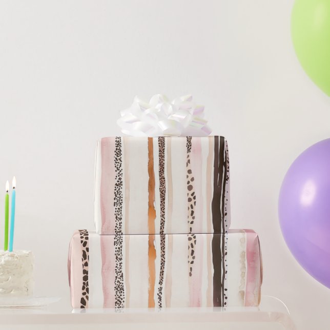 Papier Cadeau Fille rose Empreinte de léopard Brown Anniversaire (Cadeaux de fête)