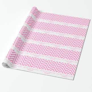 Papier Cadeau Fille rose et blanc Chevron | Personnalisé