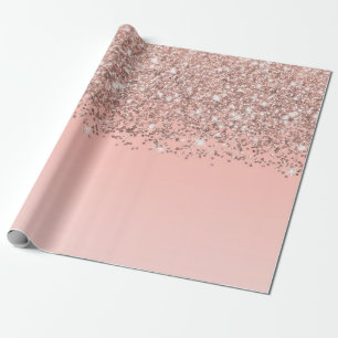 Papier Cadeau Fille Rose Gold Confetti Pink Gradient Ombre