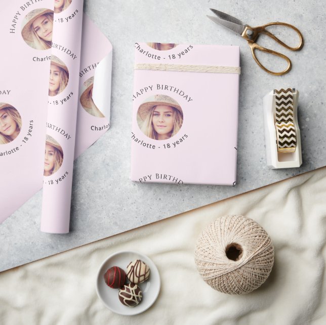Papier Cadeau Fille rose photo anniversaire (Artisanat)