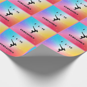 Papier Cadeau Filles Arc-en-ciel "J'adore la gymnastique"