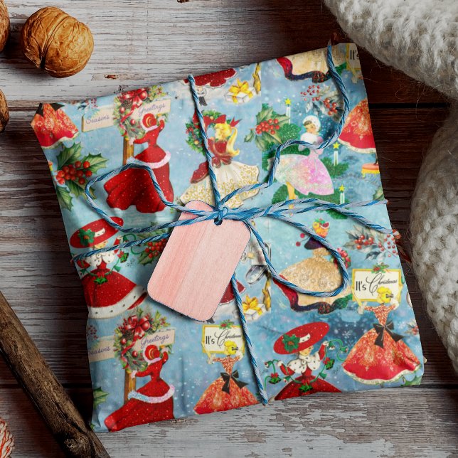 Papier Cadeau Filles de Noël Vintage (Créateur téléchargé)