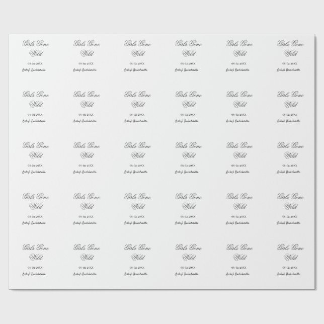 Papier Cadeau Filles en folie nom de la fête de la future mariée (Plat)
