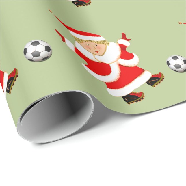 Papier Cadeau Filles Football Noël Cadeau (Coin rond)