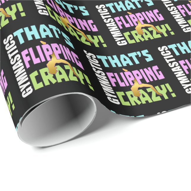 Papier Cadeau Filles Gymnastique - Flipping Crazy (Coin rond)