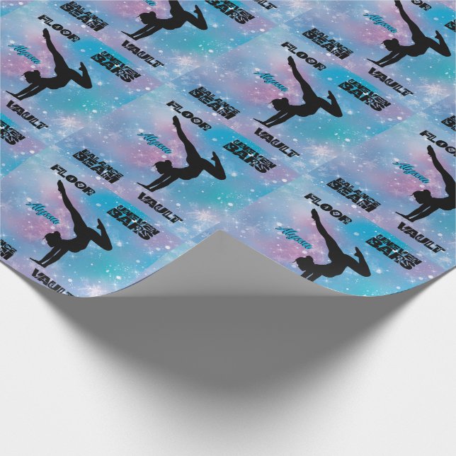 Papier Cadeau Filles Gymnastique Sol, Bars, Poutres, Vault Paste (Coin)