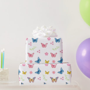 Papier Cadeau Filles mignonne Motif papillon rose Anniversaire d