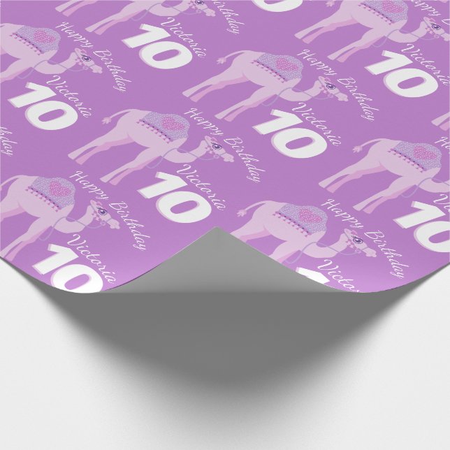 Papier Cadeau Filles nom âge whimsy chameau anniversaire motif e (Coin)