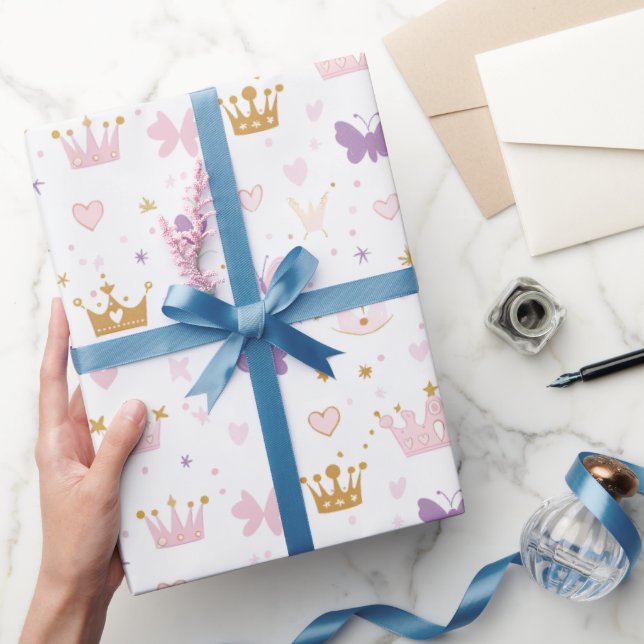 Papier Cadeau Filles princesse couronne Anniversaire (Cadeaux)