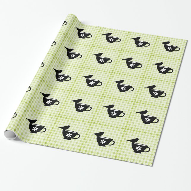 Papier Cadeau Finch sur Teacup Silhouette (Déroulé)