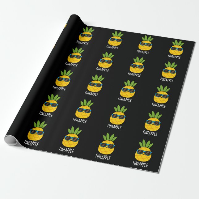 Papier Cadeau Fineappy Funny Pun d'ananas Dark BG (Déroulé)