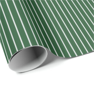 Papier Cadeau Fines rayures blanches sur fond vert foncé
