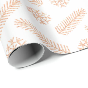Papier Cadeau Fir Snowflakes Rose Gold Cottages