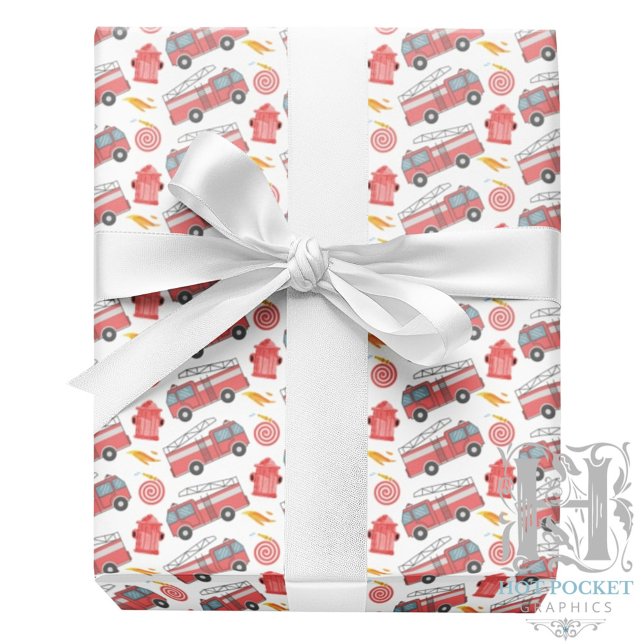 Papier Cadeau Fire Truck Wrapping Paper (Créateur téléchargé)