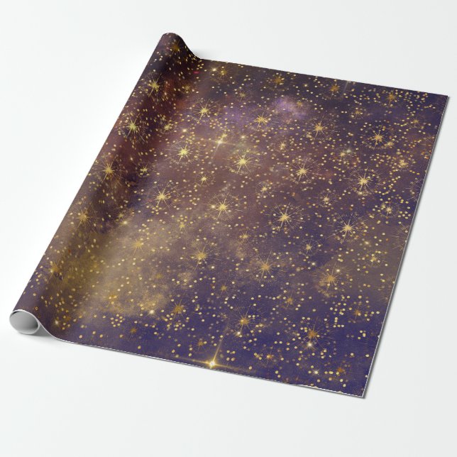 Papier Cadeau Firmament de Galaxie céleste Confetti (Déroulé)