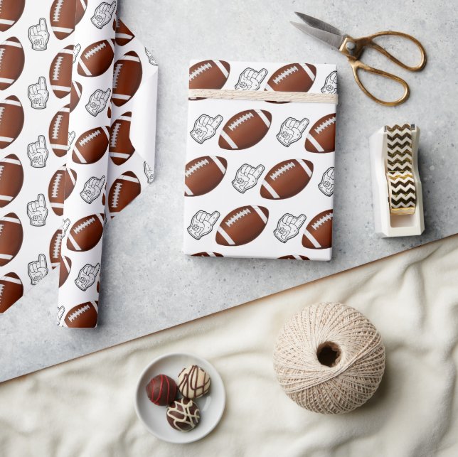 Papier Cadeau First Year Down Football Birthday  (Artisanat)