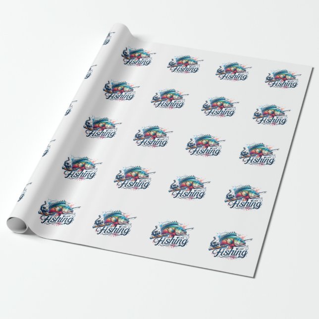 Papier Cadeau Fisher Giant J'Aime Pêcher (Déroulé)