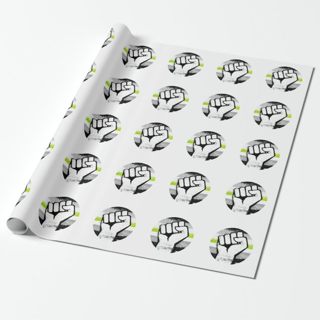Papier Cadeau Fist Circle Imprimé Fierté Agender (Déroulé)