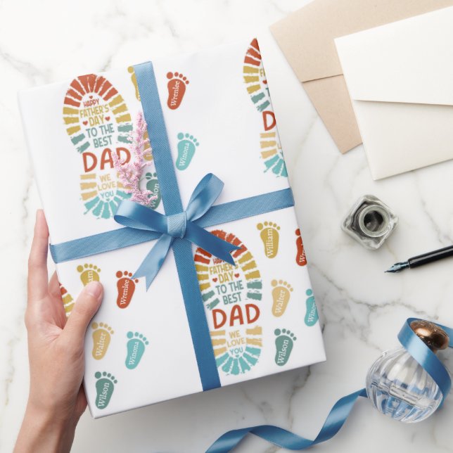 Papier Cadeau Five Footsteps Fatrhers Day Wrapping Paper (Cadeaux)