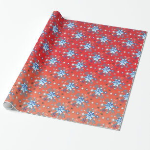 Papier Cadeau Flacon de Noël rouge et bleu Abstrait