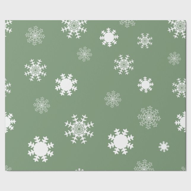 Papier Cadeau Flacons de neige monochromatique vert clair (Couture)