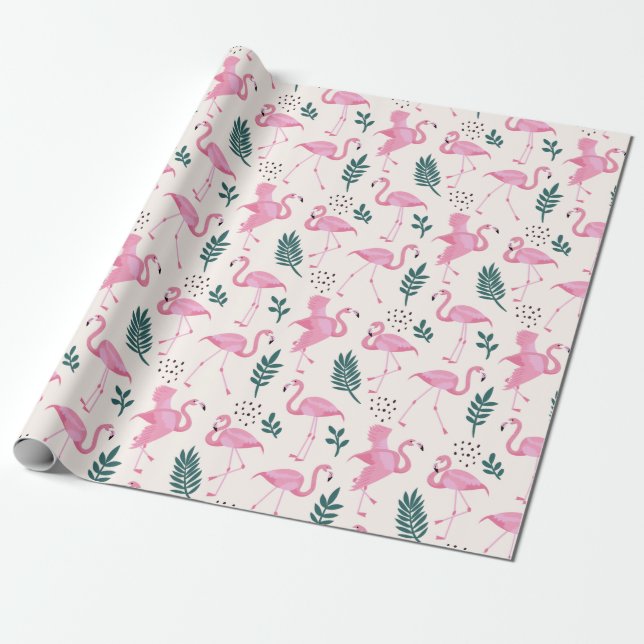 Papier Cadeau Flamant rose (Déroulé)