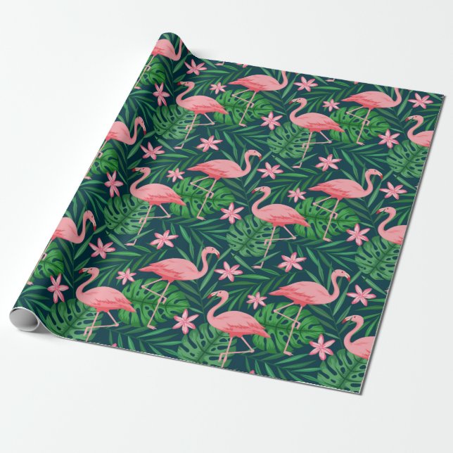 Papier Cadeau Flamant rose (Déroulé)