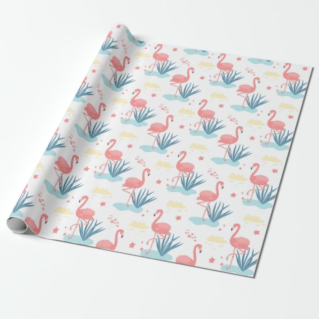 Papier Cadeau Flamant rose (Déroulé)
