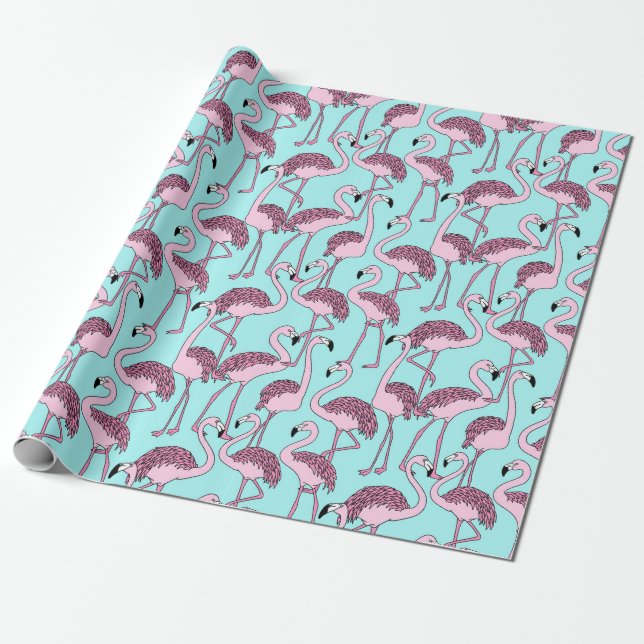 Papier Cadeau Flamant rose (Déroulé)
