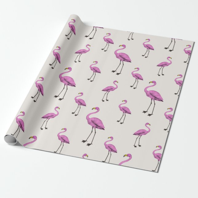 Papier Cadeau Flamant rose (Déroulé)