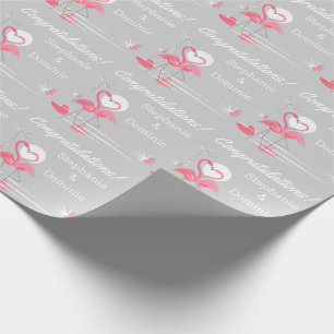 Papier Cadeau Flamant rose Amour Côté Félicitations Noms