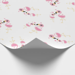 Papier Cadeau Flamant rose Baby shower mignon Tropical