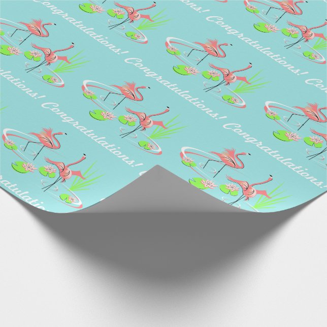 Papier Cadeau Flamant rose Fandango Duo 2 Félicitations! emballa (Coin)