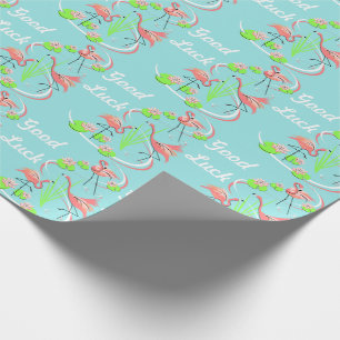 Papier Cadeau Flamant rose Fandango Trio Good Luck emballage cad