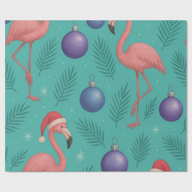 Papier Cadeau Flamant rose Fête Ornement (Plat)
