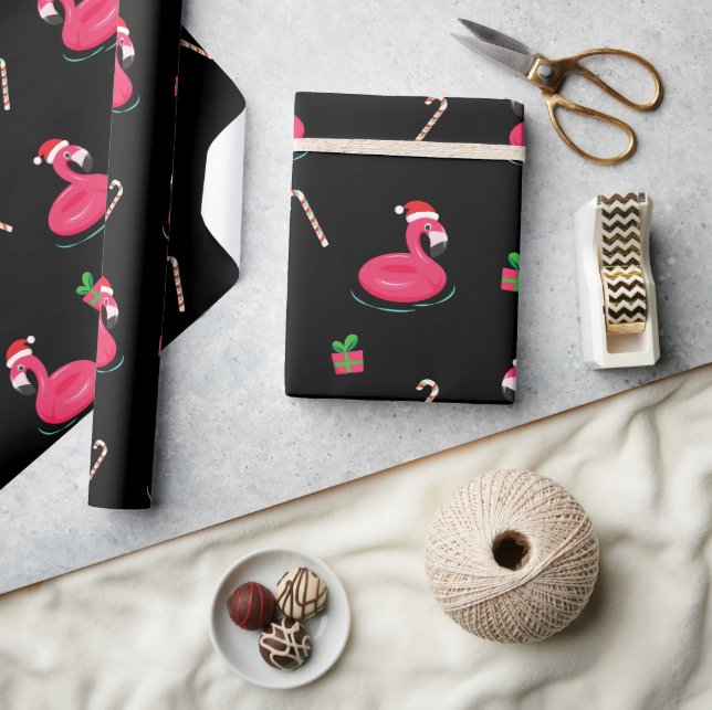 Papier Cadeau Flamant rose Noël (Artisanat)