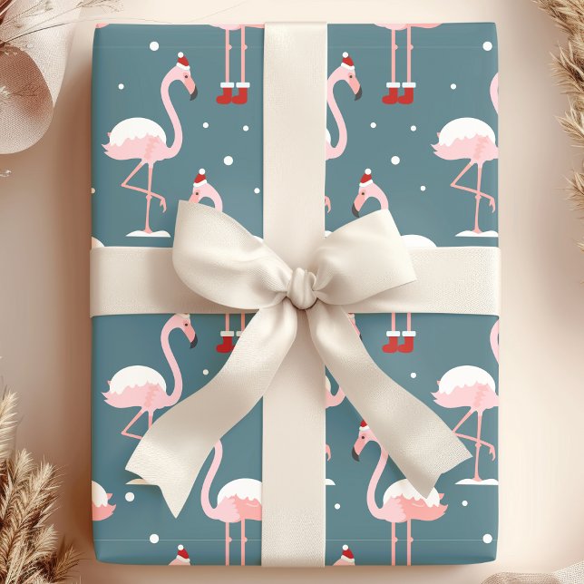 Papier Cadeau Flamant rose Noël tropical (Créateur téléchargé)