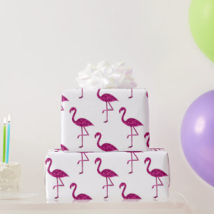 Papier Cadeau Flamant rose pailleté motif de paillettes scintill