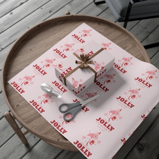 Papier Cadeau Flamant rose Plage tropicale Noël (Flamingo Tropical Beach Christmas Wrapping Paper)