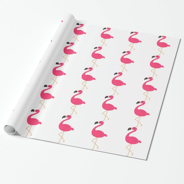 Papier Cadeau Flamant rose rose (Déroulé)