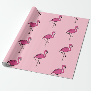 Papier cadeau flamant rose vif