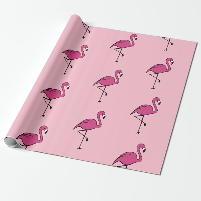 Papier cadeau flamant rose vif (Déroulé)