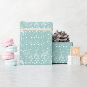 Papier Cadeau Flamants roses blancs de style scandinave sur Turq