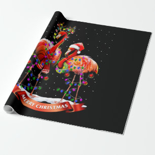 Papier Cadeau Flamants roses de Noël Classique