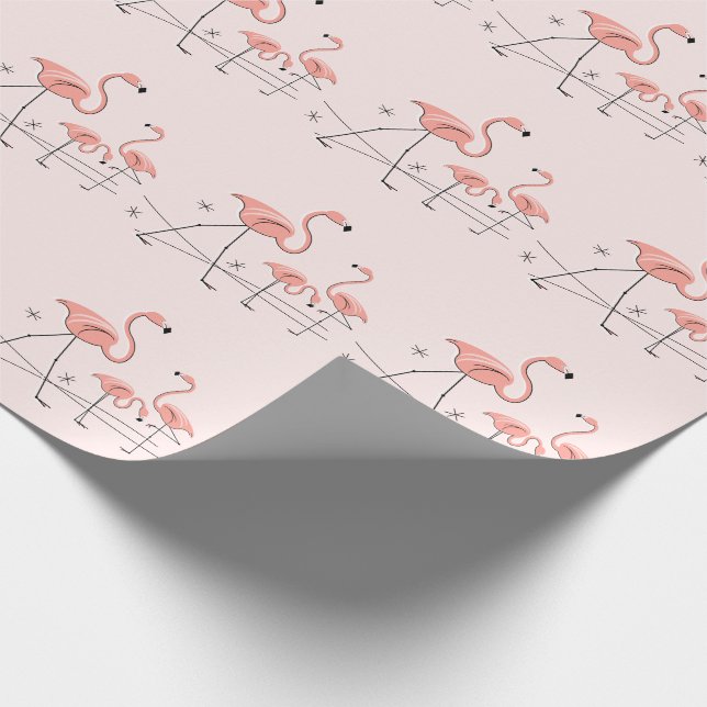 Papier Cadeau Flamants roses papier d'emballage Pink Trio 2 (Coin)